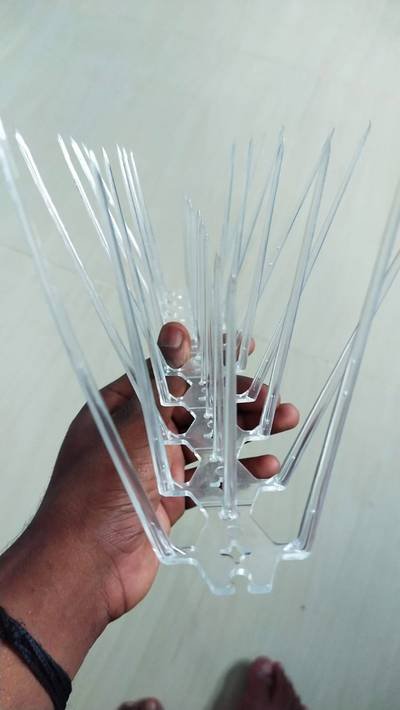 Close-up of a polycarbonate bird spike strip before installation