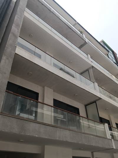 Commercial bird net covering a multi-storey building facade